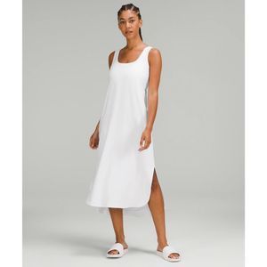 Lululemon Pima Cotton Open Back White Midi Dress, 8